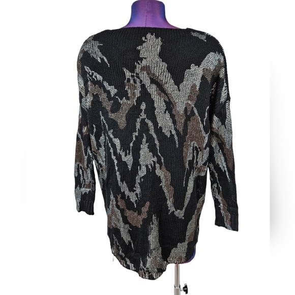 NWT Bohoartist Black & Silver Metallic Oversized‎ Scoop Neck Sweater Medium N60 - Picture 5 of 10